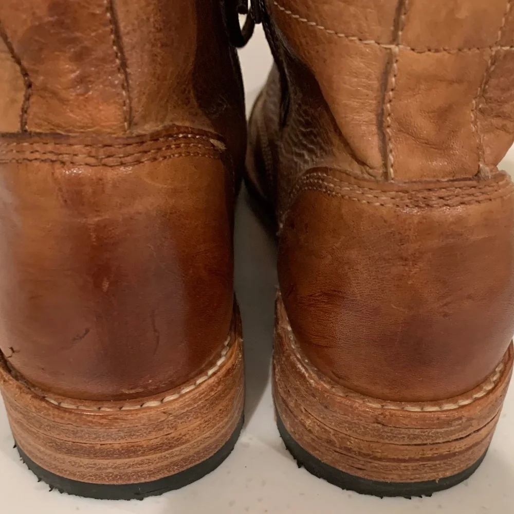 Bed Stu Two-Tone Brown Leather Lace-Up Ankle Boots